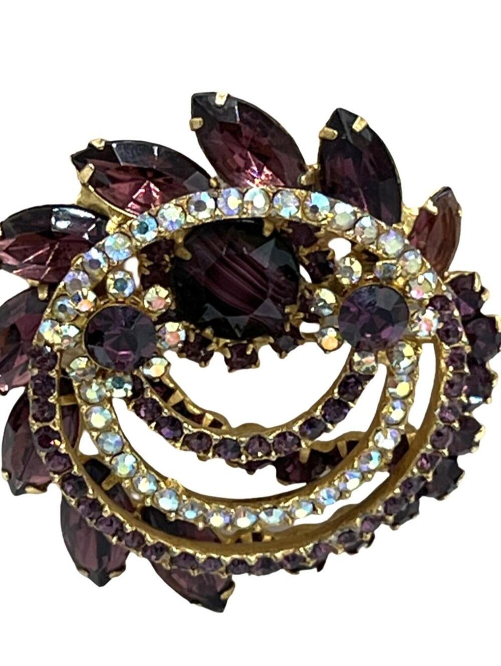 Juliana Purple Aurora Borealis Rhinestone Wreath Brooch